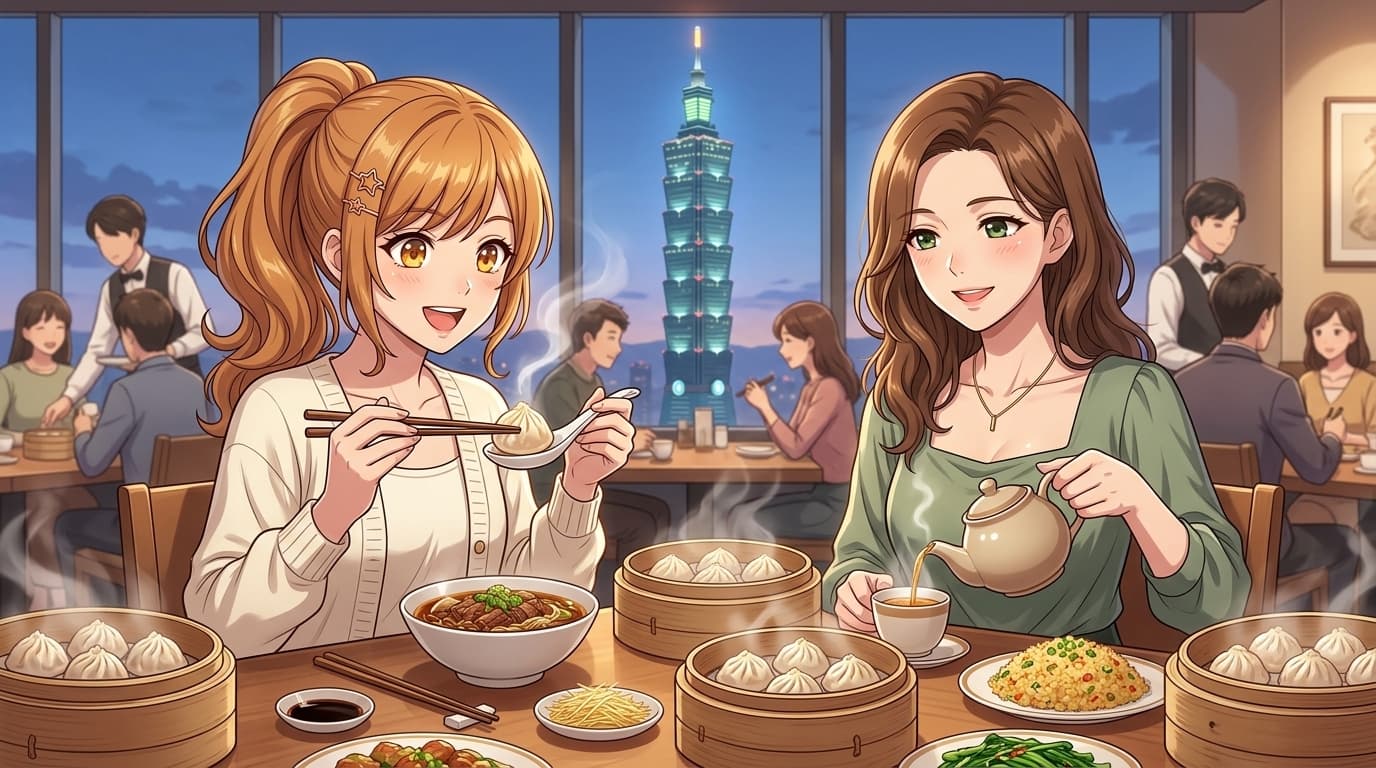 Phoebe & Emma 鼎泰豐黃金 18 摺小籠包極致品鑑 · 晶透爆汁湯包與阿里山高山茶